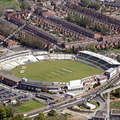 Edgbaston Cricket Ground of Birmingham, England UK,  home to Warwickshire County Cricket Club,aerial photograph 