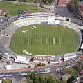 Edgbaston Cricket Ground of Birmingham, England UK,  home to Warwickshire County Cricket Club,aerial photograph 