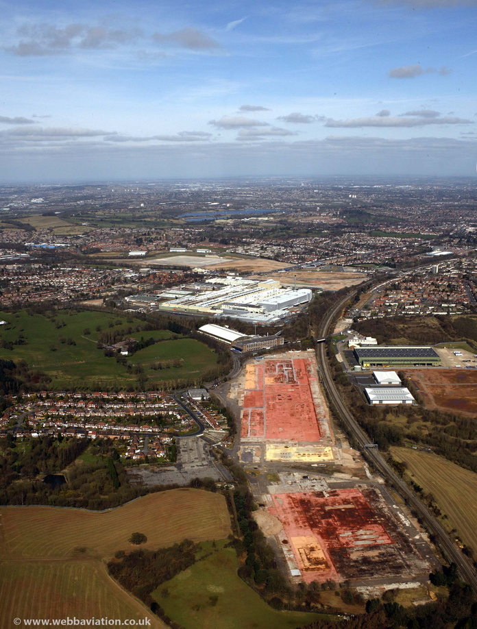 former MG Rover / British Leyland car factory site in Longbridge  from the air