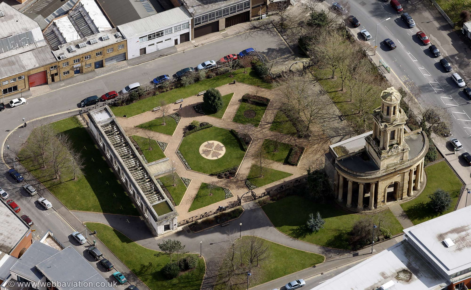 St Thomas' Peace Garden  from the air