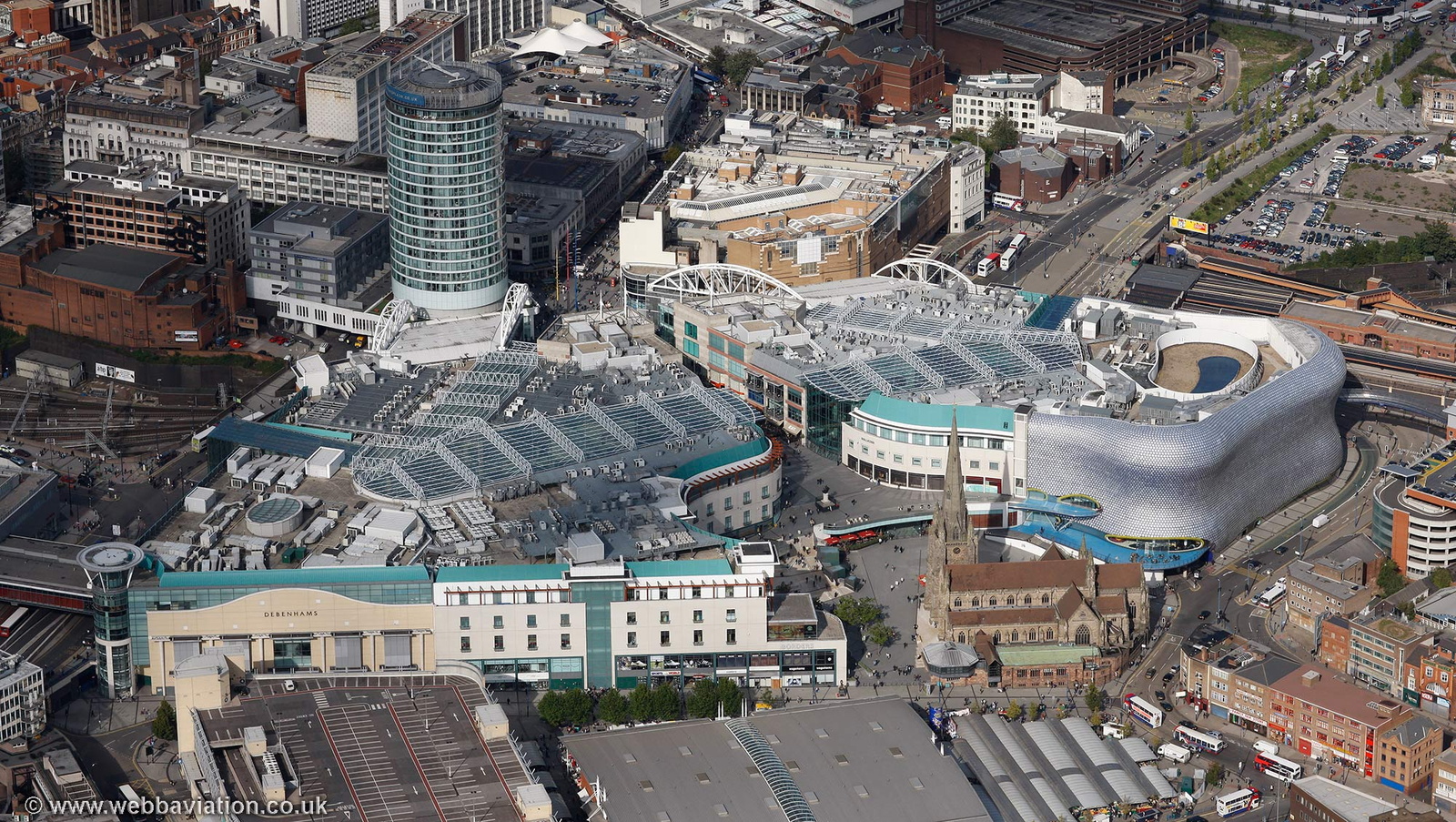 The Bullring shopping centre Birmingham from the air