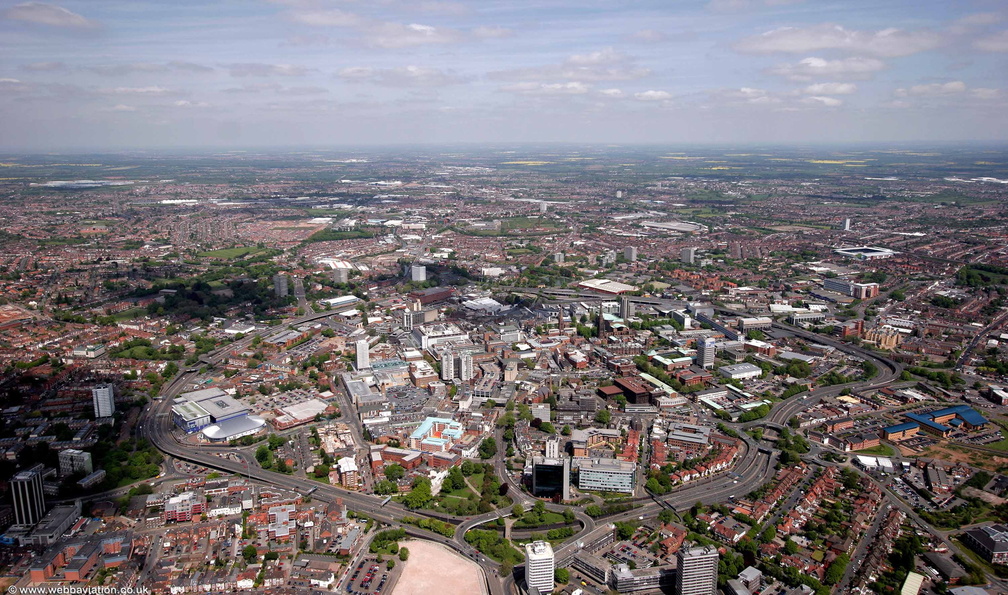 old aerial photograph of Coventry  city centre taken in 2005