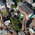Coventry Cathedrals, old and new  from the air