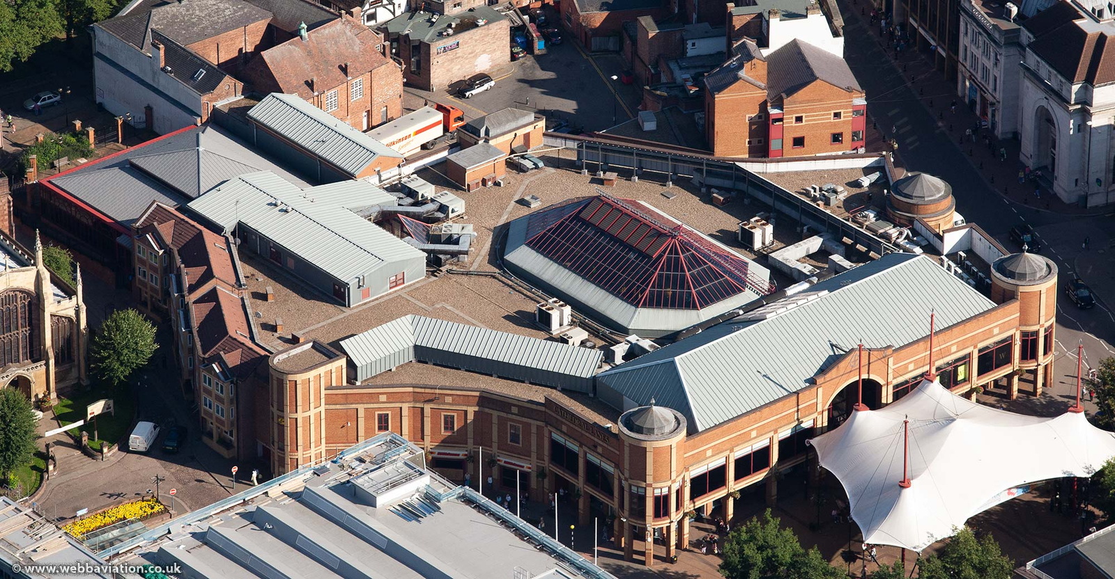 Cathedral Lanes Shopping Centre Broadgate Coventry  from the air