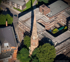 Christ Church  steeple, New Union Street, Coventry  from the air