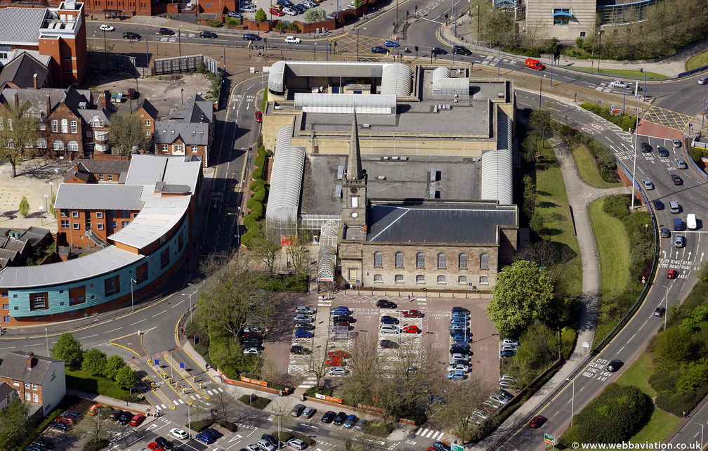 St George's Church / Sainsbury's Supermarket Wolverhampton from the air