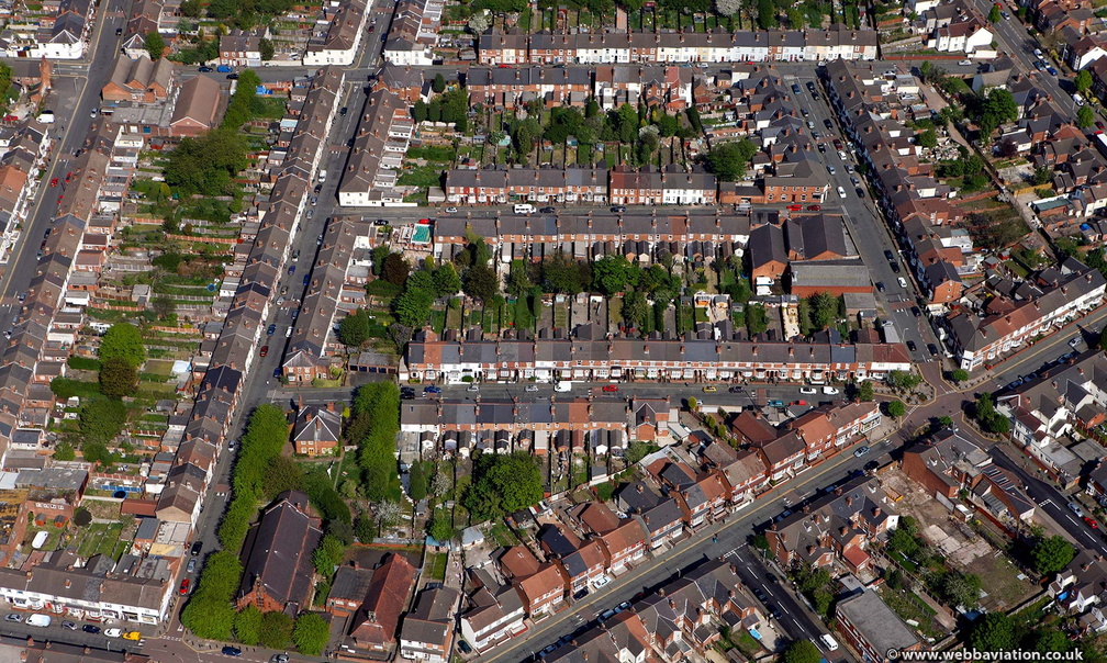 terraced houses in Wolverhampton  from the air