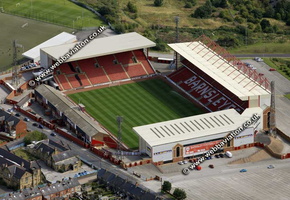 Oakwell stadium  Barnsley, South Yorkshire, England UK home of Barnsley Football Club  aerial photograph 