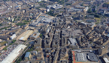  Bradford city centre from the North West looking South East. aerial photo