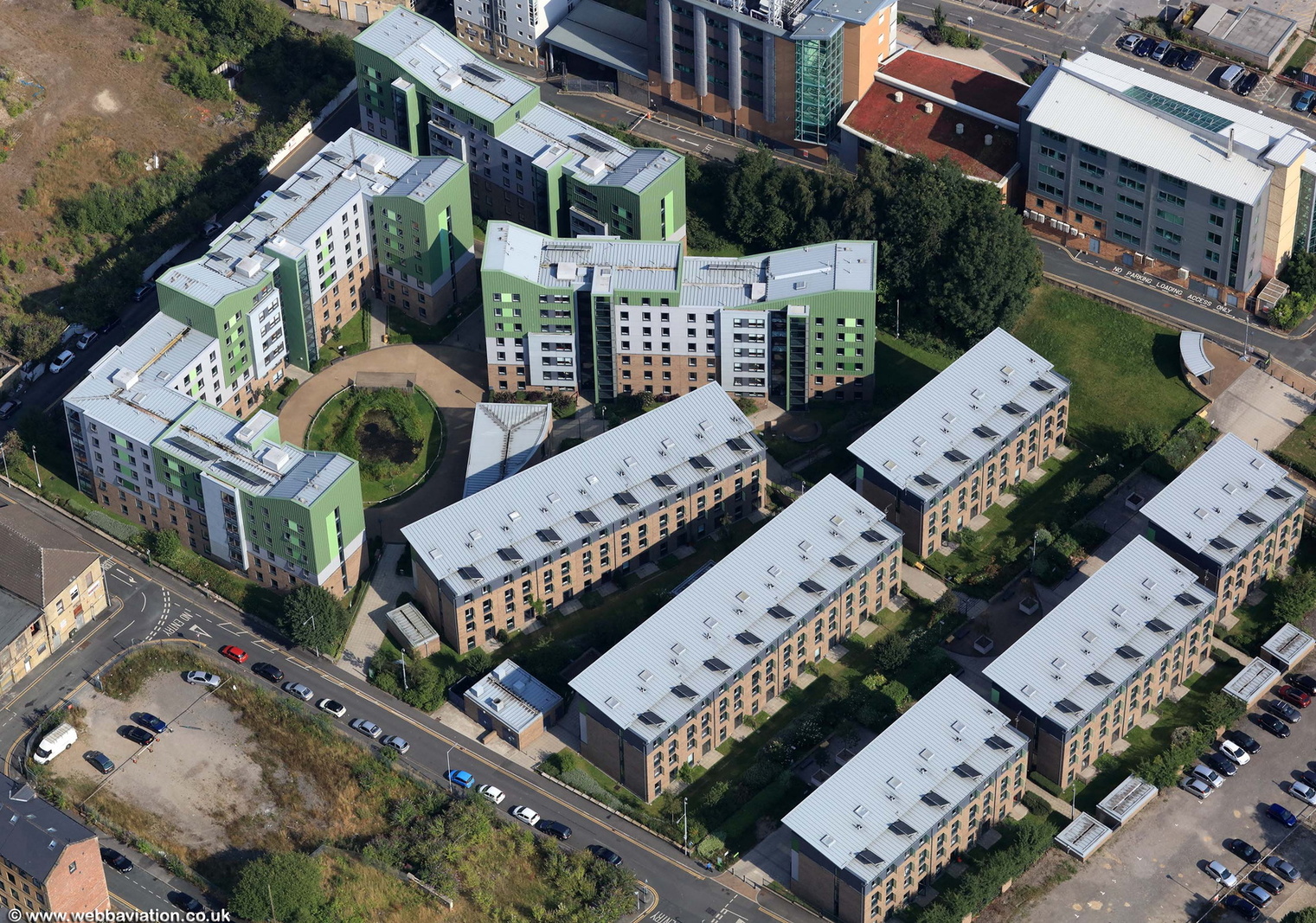 The Green student accommodation  Bradford aerial photo