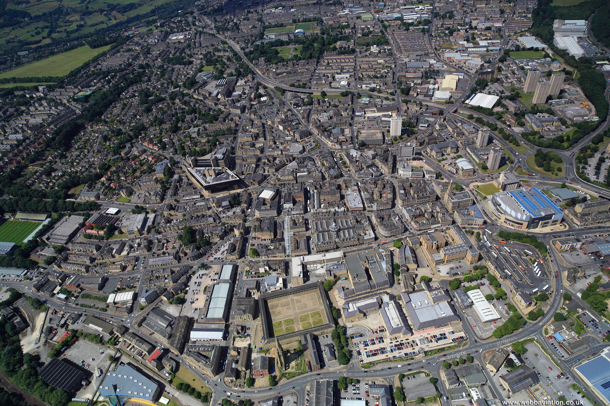 Halifax city centre HX1 high up aerial photo