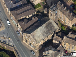 Holy Trinity Church in Holmfirth  West Yorkshire,  from the air 