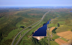 Booth Wood Reservoir & M62 aerial photograph