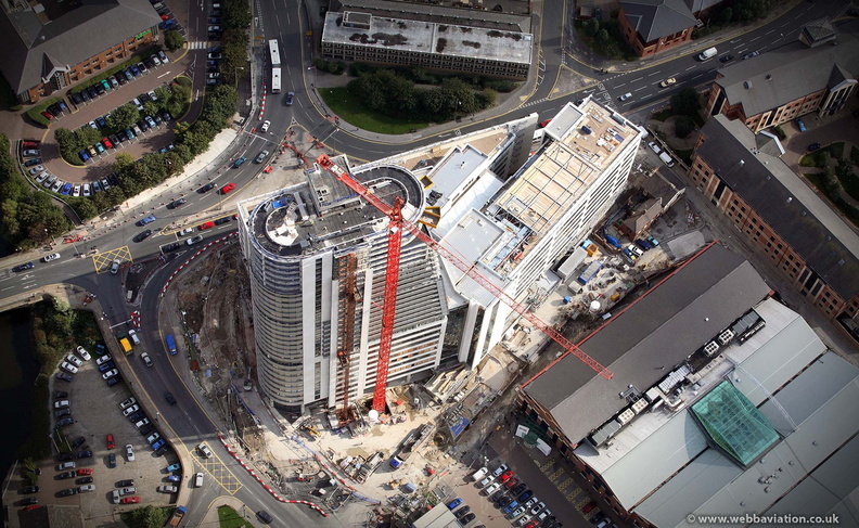 Bridgewater Place during construction from the air 