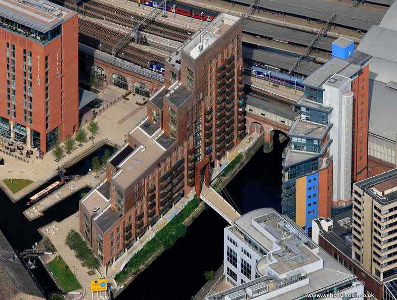 Granary Wharf Leeds waterfront  from the air 
