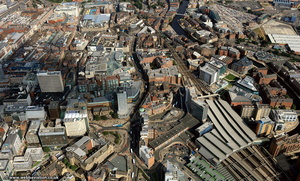 Leeds city centre West  from the air 