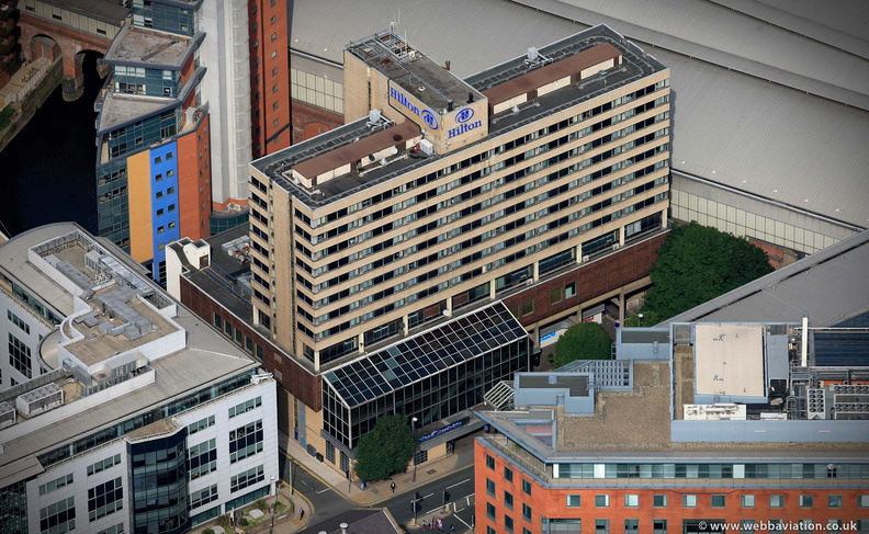 The Hilton Leeds City hotel  from the air 
