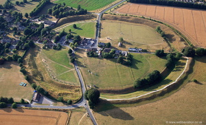 Avebury Ring from the air showing site of missing stones in parch marks