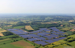 Solar Farm at Redstocks near Melksham Wiltshire,   aerial photograph