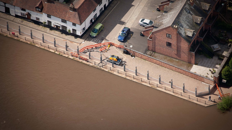 demountable flood defences from the air