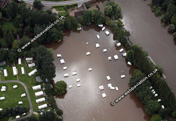 flooded caravans at Holt Fleet   Worcestershire aerial photograph 