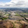 Worcester during the great River Severn floods of 2007 from the air