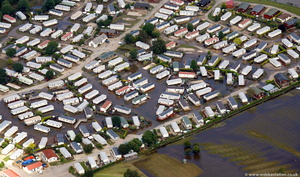 Abbots Salford Holiday Park Evesham during the great River Severn floods from the air