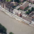 Bewdley flood defences  during the great River Severn floods of 2007 from the air