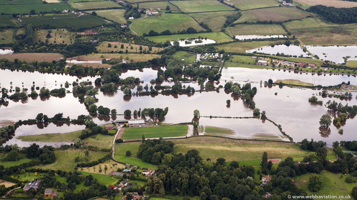 Bevere Worcester during the great River Severn floods of 2007 from the air