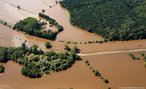 Cliffey Wood  during the great floods of 2007 from the air
