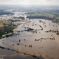 River Severn at Kempsey   during the great floods of 2007 from the air