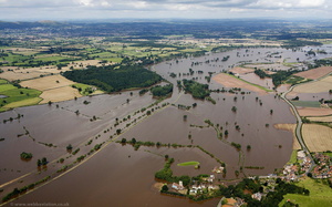 Severn Stoke Worcestershire   during the great floods of 2007 from the air