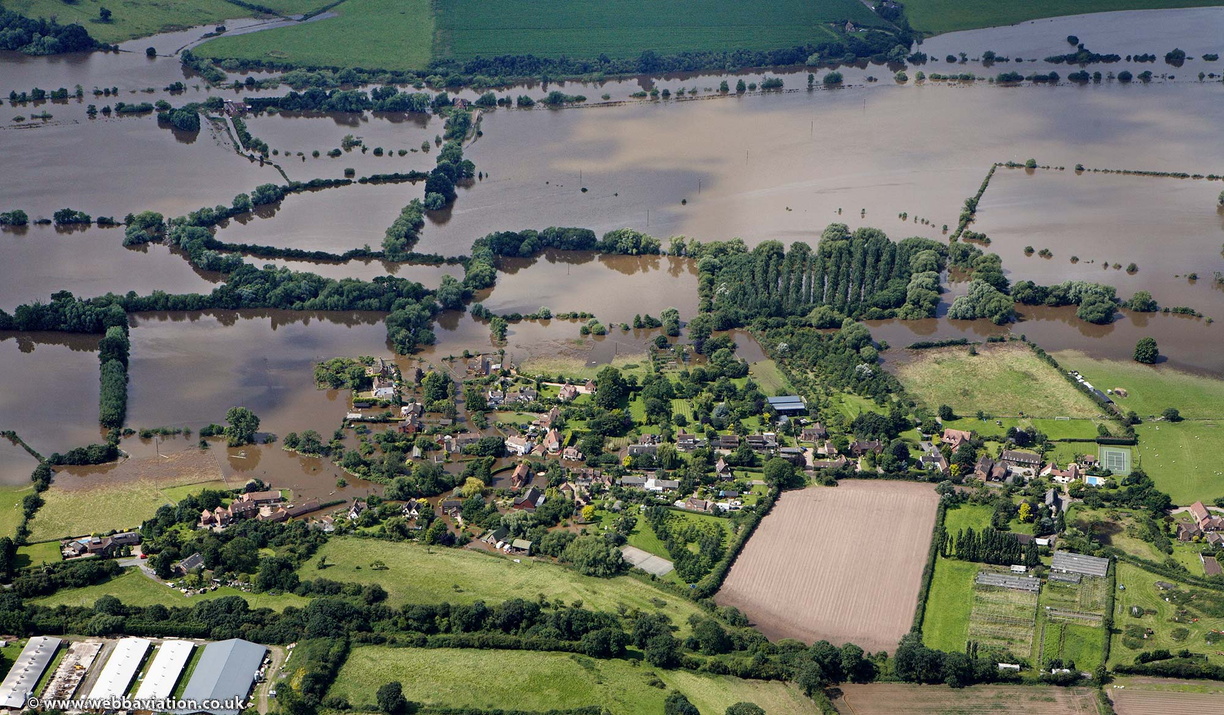 Uckinghall  during the great floods of 2007 from the air