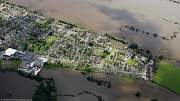 Upton-upon-Severn  during the great floods of 2007 from the air