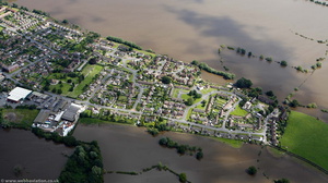 Upton-upon-Severn  during the great floods of 2007 from the air