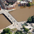 Worcester Bridge  during the great floods of 2007 from the air