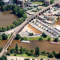 Worcester railway viaduct during the great floods of 2007 from the air