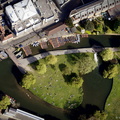 punts on the River cam , Cambridge from the air