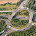 Spittals Interchange roundabout  :  the junction between the A14 and A141 at Huntingdon  from the air