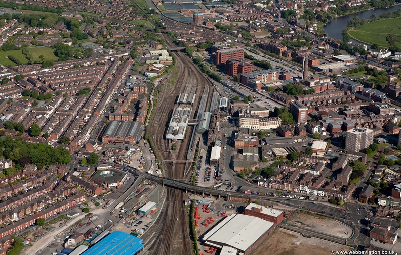 Chester railway station from the air