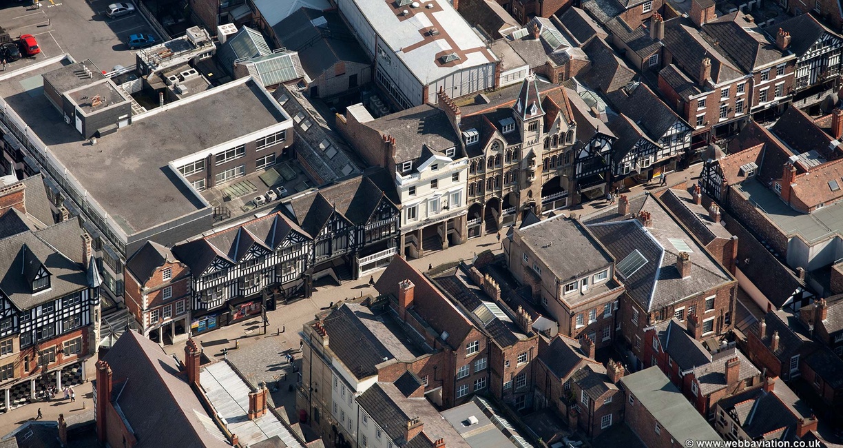 Eastgate St, Chester from the air