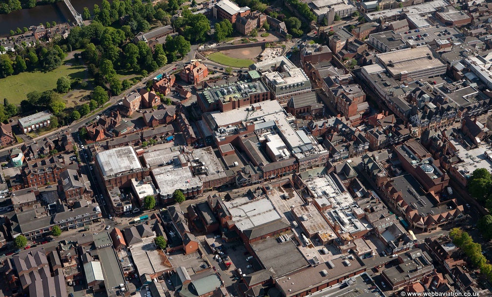 Foregate St, Chester city centre  from the air