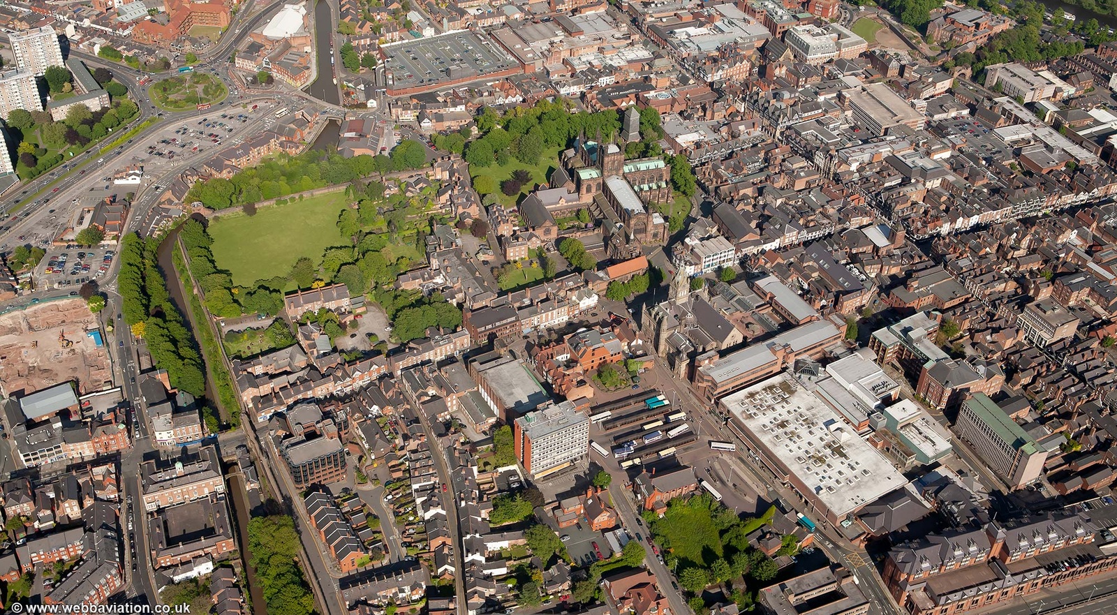 Northgate Street Chester city centre  from the air