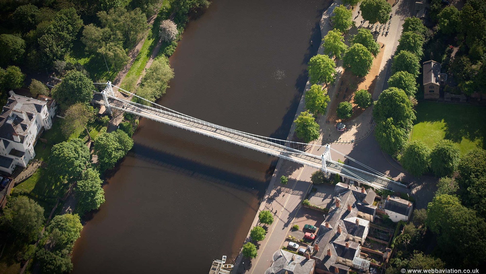 Queen's Park Suspension Bridge Chester from the air