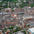 Altrincham  town centre Cheshire, from the air