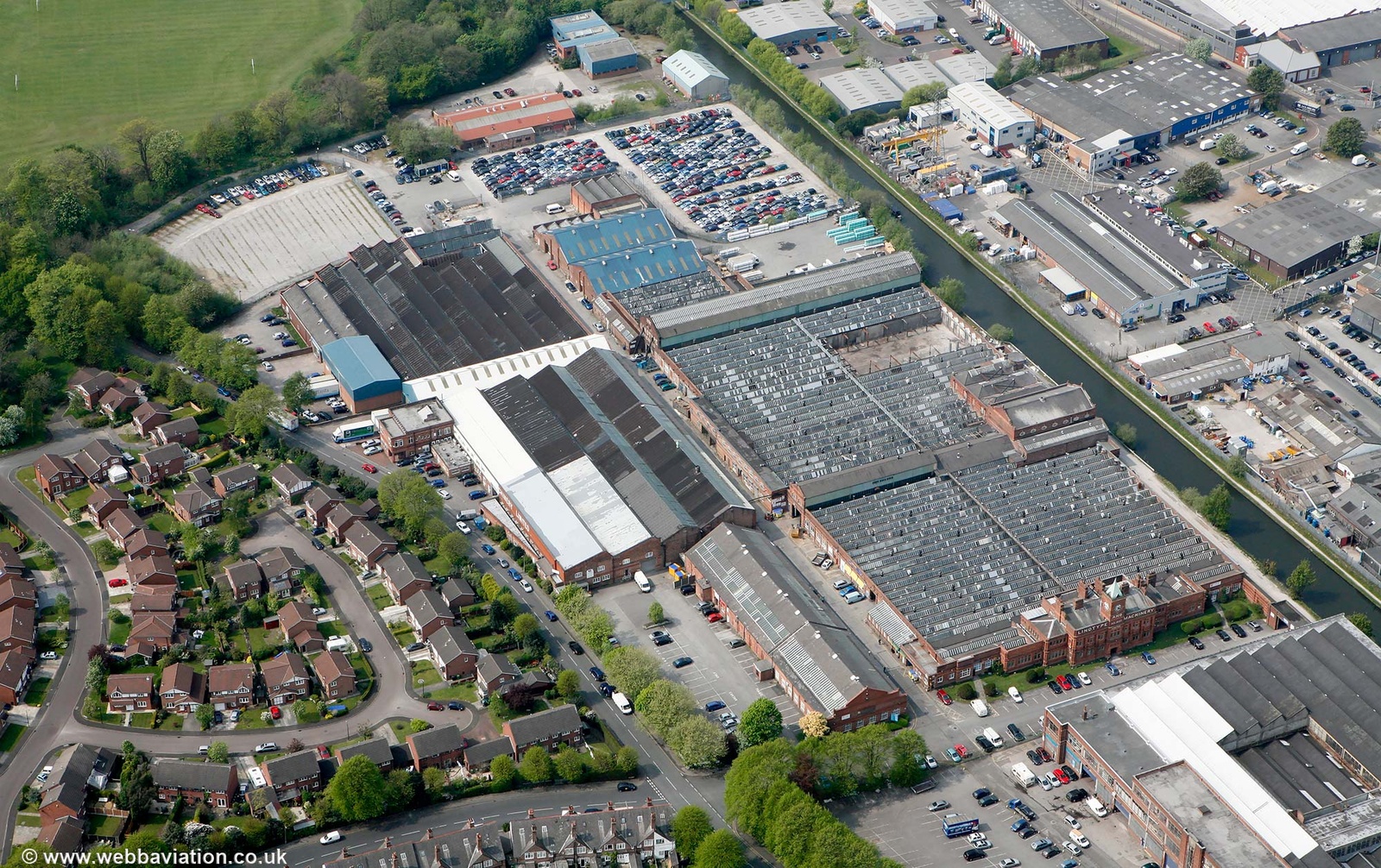 The Linotype and Machinery Company (L&M) Factory , Broadheath , Altrincham from the air