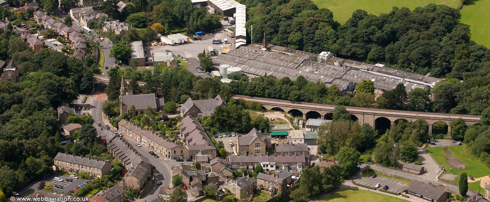Bollington Viaduct Cheshire  from the air