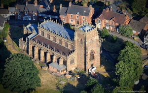 St Oswald's Church, Malpas Cheshire from the air
