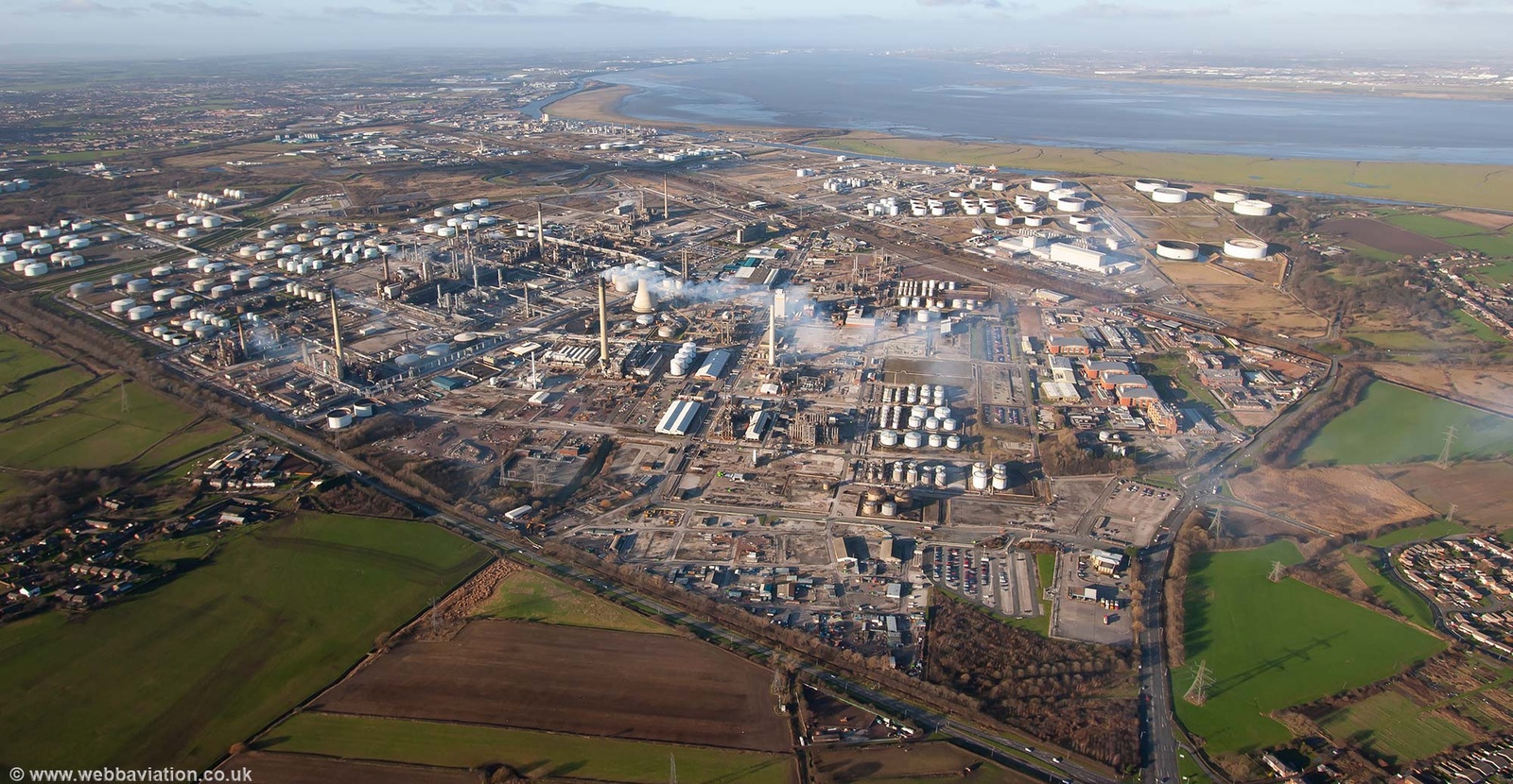 Stanlow oil refinery Ellesmere Port Cheshire from the air