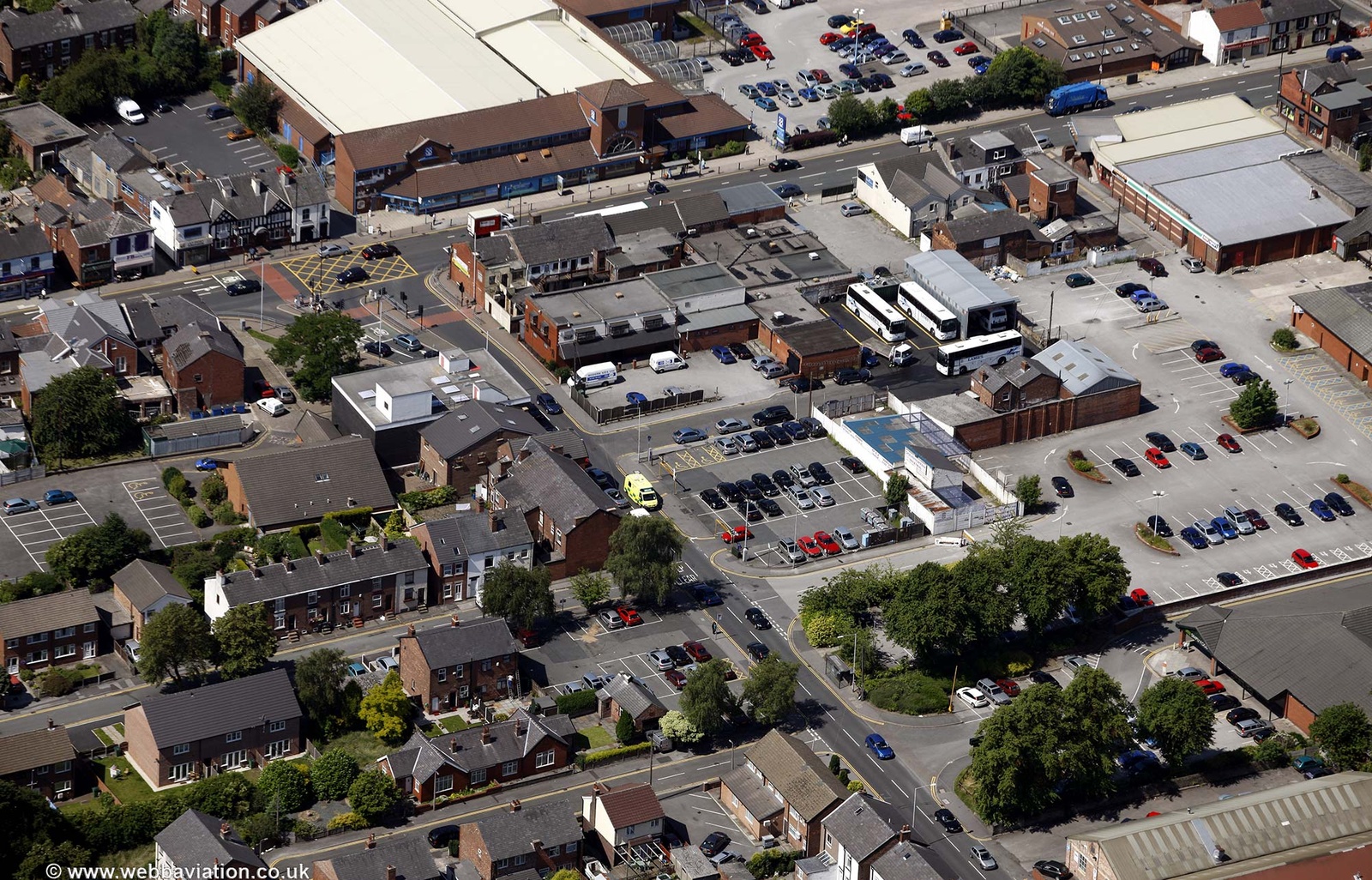 Commercial Rd & London Rd / Buxton Road  Hazel Grove Stockport SK7  from the air
